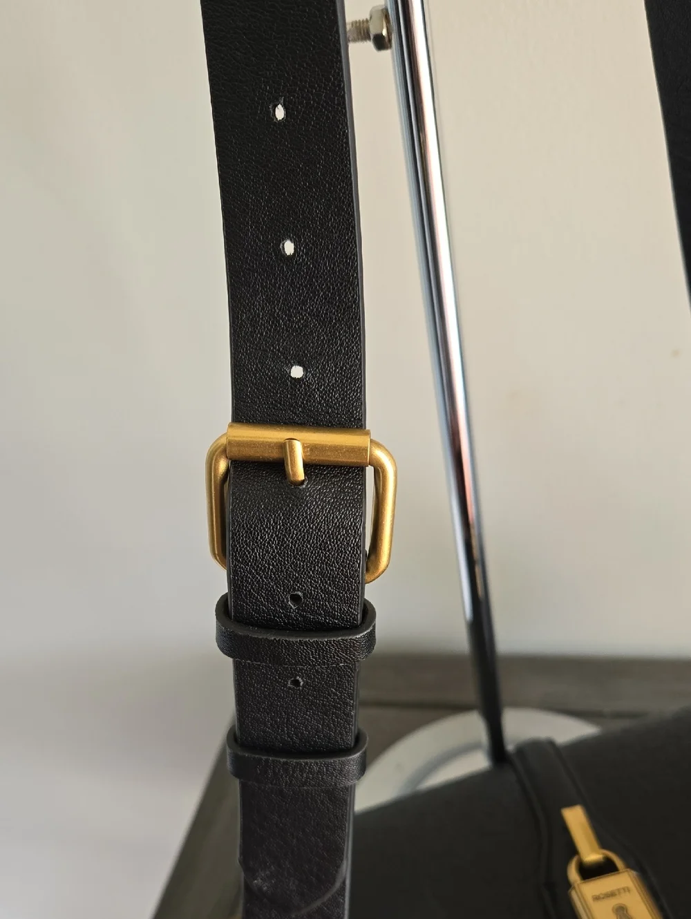 Rosetti Black Textured Crossbody with Gold Hardware and Adjustable Strap